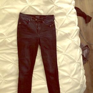 Express denim high rise jean, dark wash